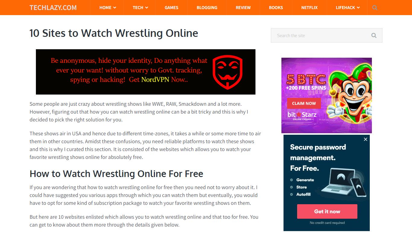 10 Sites to Watch Wrestling Online - Techlazy.com