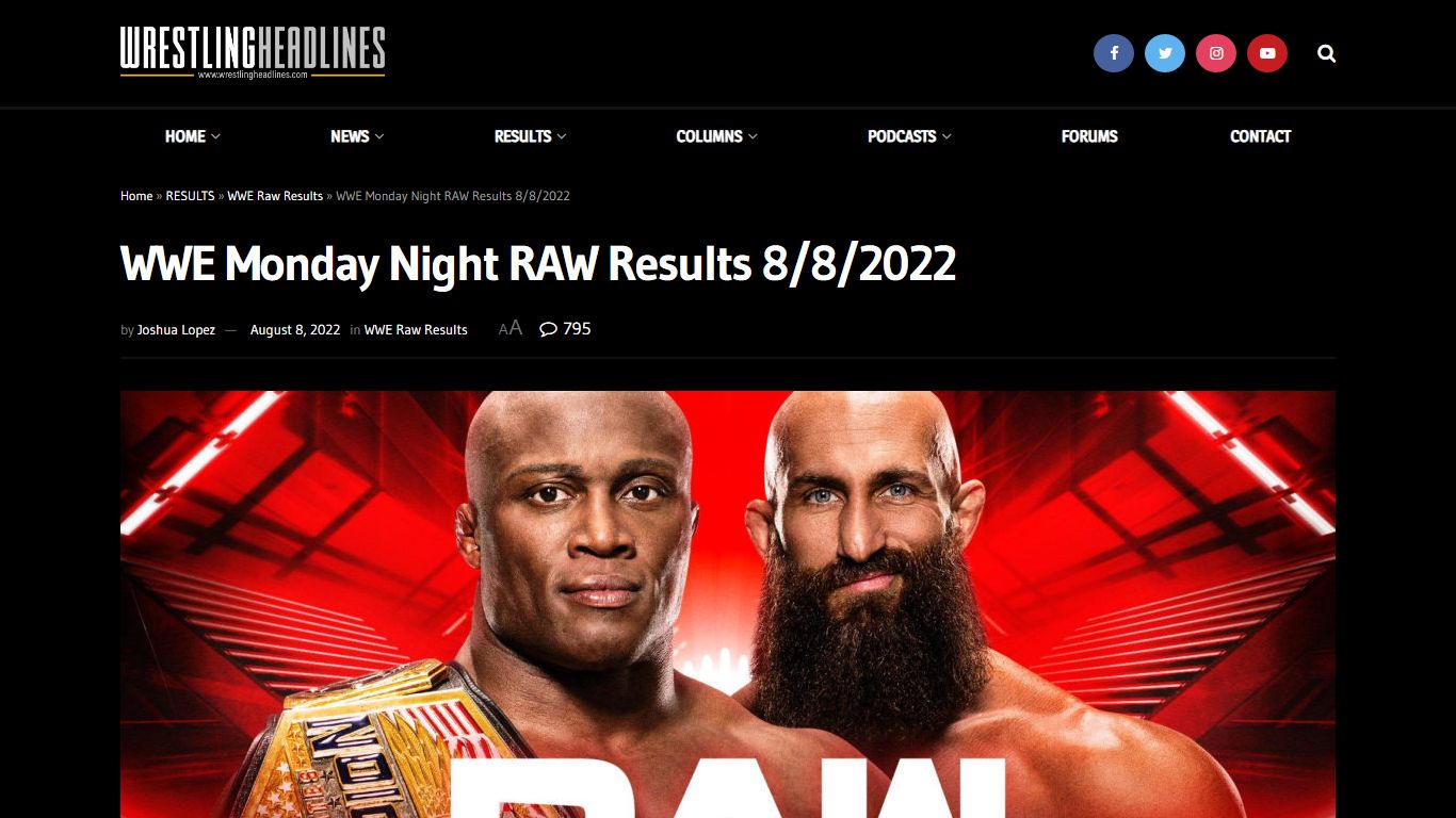 WWE Monday Night RAW Results 8/8/2022 - wrestlingheadlines.com